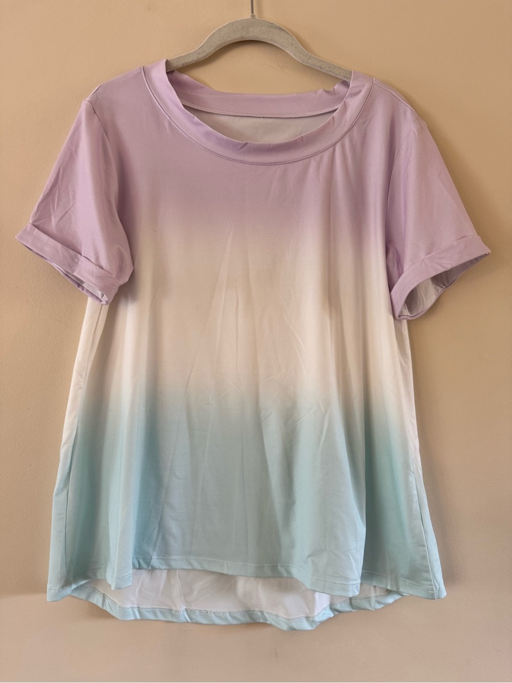 Pastel Lilac to Aqua Ombre Short Sleeve Tee
